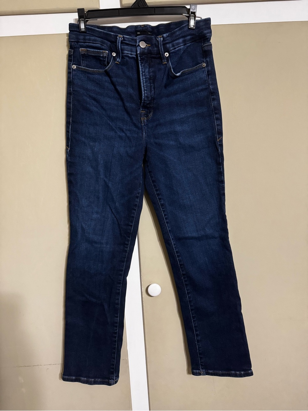 Good American Dark Indigo High-Rise Classic Straight Jeans